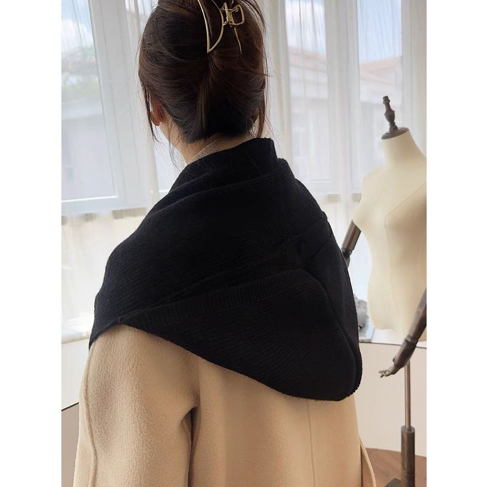 Hooded Scarf Autumn and Winter New Pure Color Knitted Scarf Shawl Hat One-Piece Hooded Scarf Neck Scarf for Women