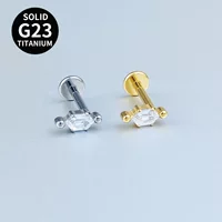Серьги-гвоздики из титанового сплава G23 с цирконием, маленький фонарик, шестиугольный цирконий, гвоздик для ушной кости, внутренняя резьба, пирсинг, гвоздик для губ