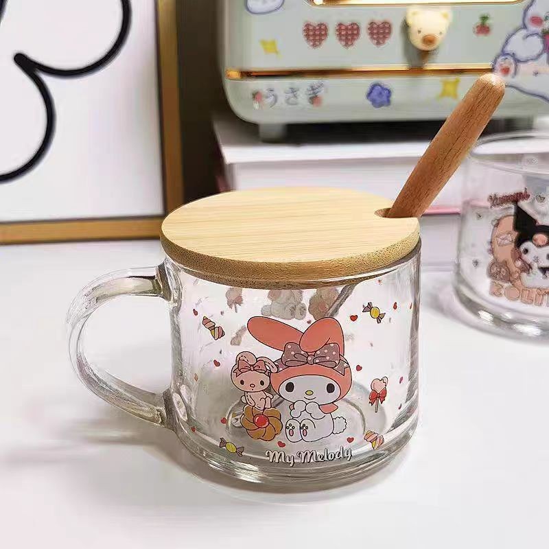 漫画ガラスカップクロミメロディーシナモン犬子供用ミルクカップウォーターカップ学生朝食カップスケールカップ|undefined