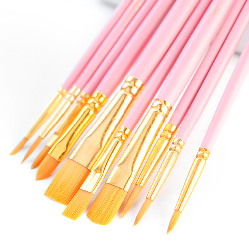 Oil paint brush set Wooden gouache watercolor painting brush set 10 pieces student hand-painted art brush