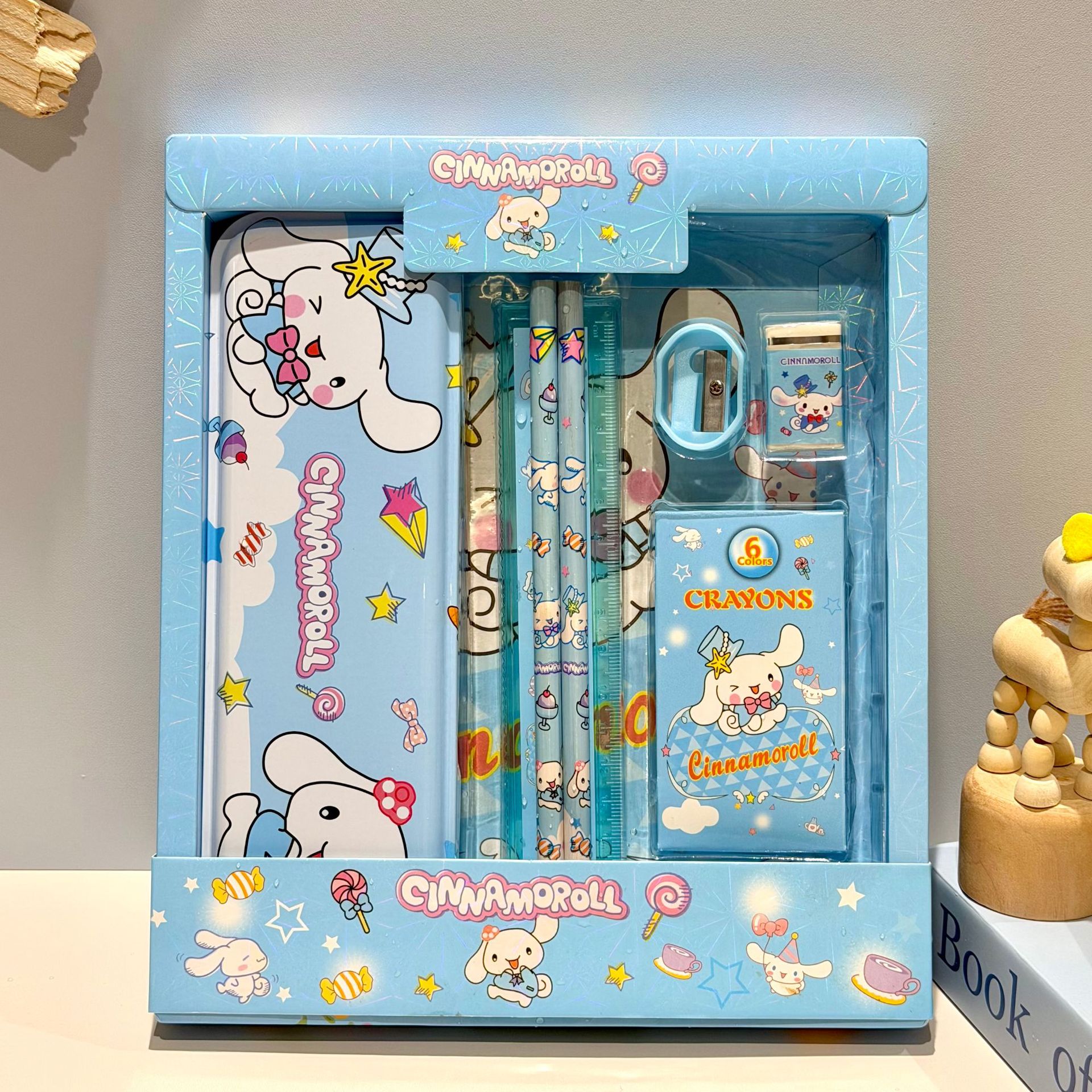 Caja de regalo de lápiz de dibujos animados, regla, cuchillo de lápiz, jardín de infantes, 1 de junio, papelería, caja de regalo