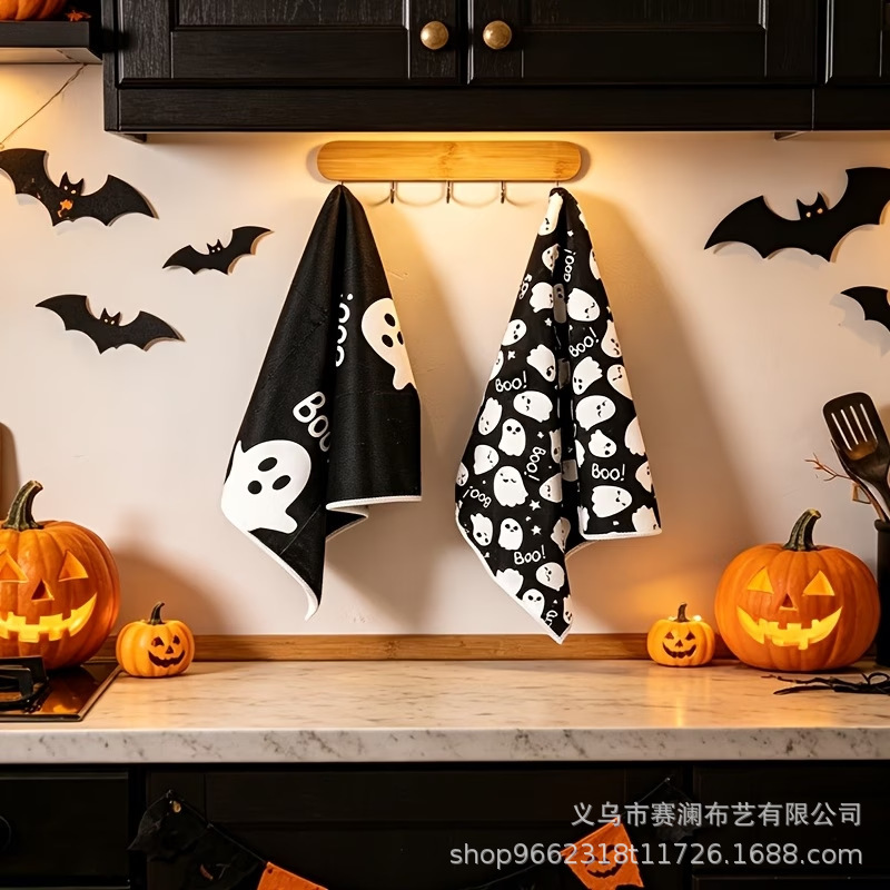 New cross-border Halloween pumpkin waffle towel hand towel for kitchen and bathroom cleaning, holiday gift New cross-border Halloween pumpkin waffle towel hand towel for kitchen and bathroom cleaning, holiday gift
