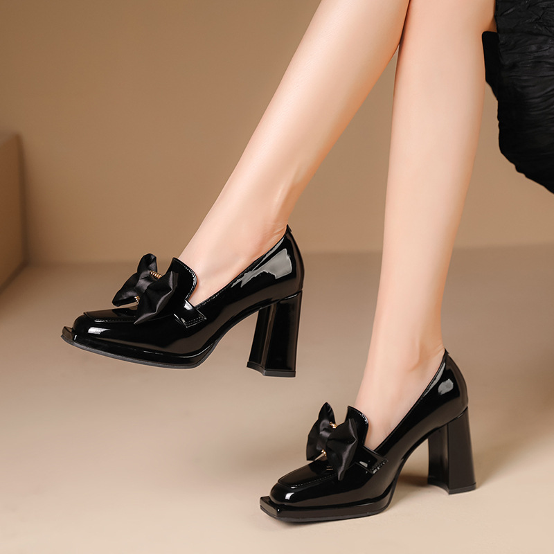 Damen Pumps Mit Schleife Und Blockabsatz Im British Style_voghion.com