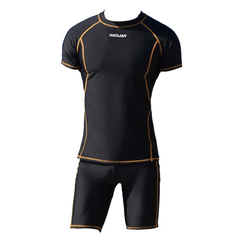 Men's Swimsuit Swimming Trunks suit Split Quick-drying Sunscreen Short-sleeved Shortsuit Swimsuit Training Coach Swimming Pool Customizable
