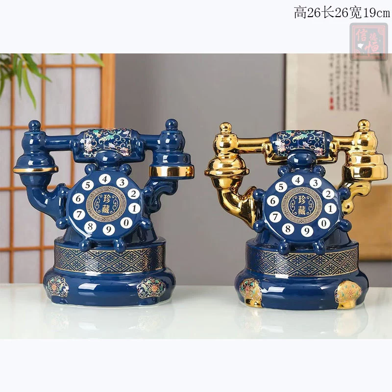 Ретро-телефон Jingdezhen керамика винная бутылка сувенир с позолотой 3 кг пустая бутылка декор старомодный