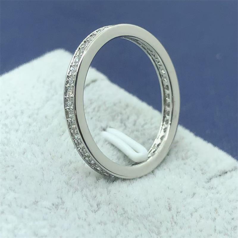 Anelli impilabili da uomo con diamanti completi, impilabili per coppie, uomini e donne, fede nuziale a fila singola, design di nicchia, lusso leggero giapponese_voghion.com