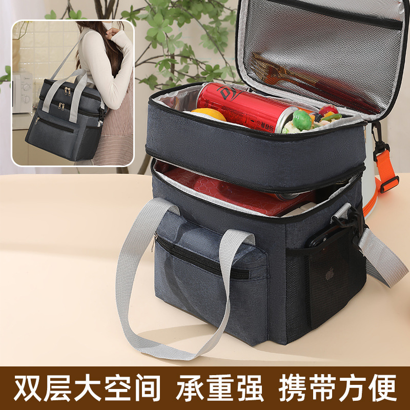 Nueva bolsa de almuerzo de doble capa simple, bolsa de hielo, bolsa de aislamiento portátil para trabajar, bolsa de campamento, bolsa de picnic, bolsa de almuerzo