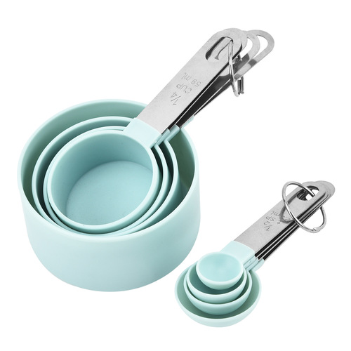 Baking Tools Stainless Steel Handle Measuring Spoon Plastic Measuring Cup Measuring Spoon 8-piece Set with Scale Silicone Measuring Spoon Set