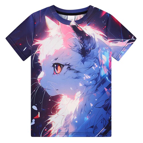 2025 New Cat Animal Pattern 3D Digital Printing Women's Summer Short Sleeve T-Shirt Fashion and Stylish Loose Top