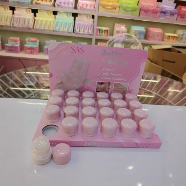 (caja de exhibición) SAS maquillaje de belleza transfronterizo caliente humectante gelatina perlada barra de resaltado SHT001