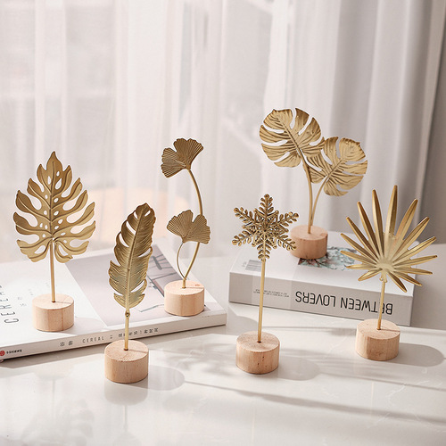 Nordic style iron art ginkgo leaf ornaments creative home living room entrance wine cabinet decoration light luxury metal crafts