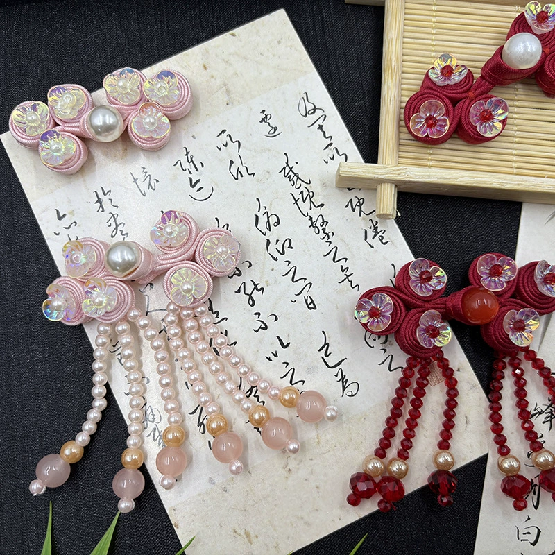 Ручная работа, кристаллическая бисерная пряжка с цветочной кисточкой, новая одежда в китайском этническом стиле, обувь и шляпы, сумки, аксессуары, декоративные аксессуары с пряжкой