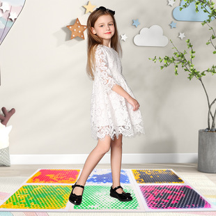Creative Texture Sensory Floor Tiles Liquid Texture Crawling Mat Floor Mat Stereo Pattern Waterproof and Non-Slip 6 Pack