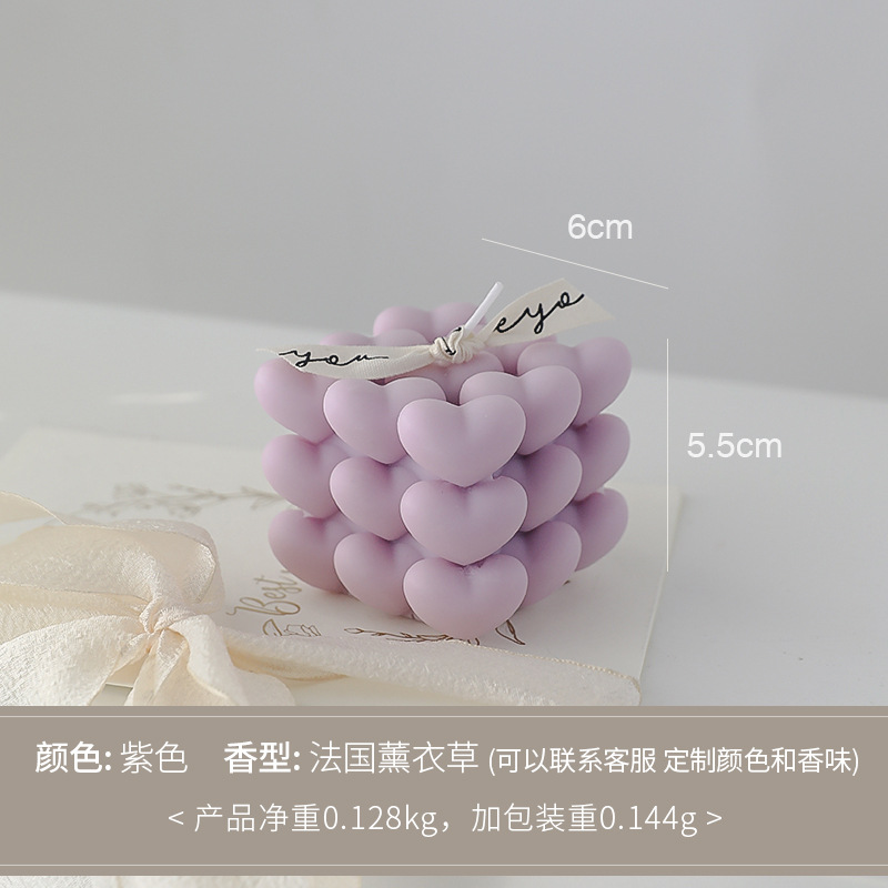 Regalos de San Valentín Recuerdos de aromaterapia navideña Regalos pequeños Cubo de Rubik Decoración de velas en forma de atmósfera romántica en forma de corazón