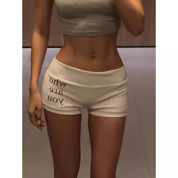 Cross-Border Tight-Fitting Hip-Hugging Fitness Outerwear Sports Hot Pants for Women, Thin Summer Style, White Casual Leggings Shorts, Off-White Cross-Border Tight-Fitting Hip-Hugging Fitness Outerwear Sports Hot Pants for Women, Thin Summer Style, White Casual Leggings Shorts, Off-White
