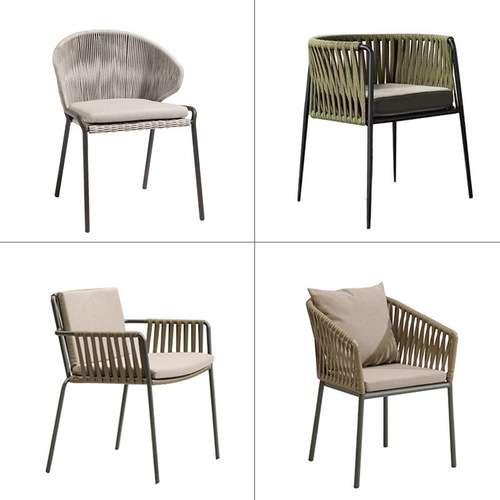 Outdoor table and chair courtyard garden outdoor aluminum rattan chair set of three for boutique hotel cafe and restaurant woven rope chair
