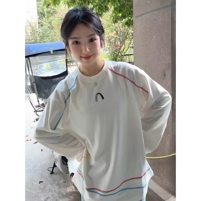 American White Trendy Brand Long-Sleeved T-Shirt Women's Summer Sports Badminton Clothing Tops Outdoor Sun Protection Cycling Clothing