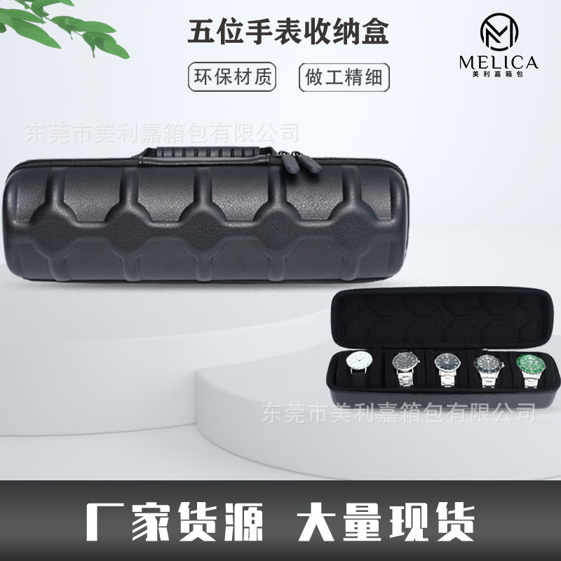Directo de fábrica en stock caja de reloj PU caja de reloj EVA de 5 posiciones colección de reloj profesional caja de reloj mecánico portátil