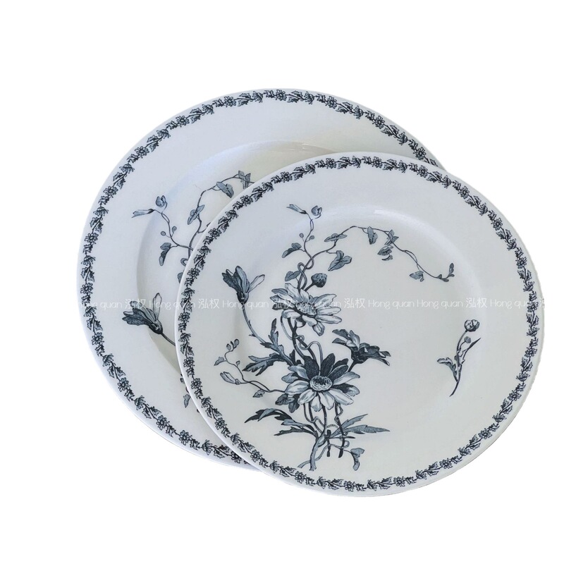 中古のフランスの青い花のデイジーの食事の皿の陶磁器の復古の皿のヴィンテージのデザートの洋食の皿の卸売り|undefined