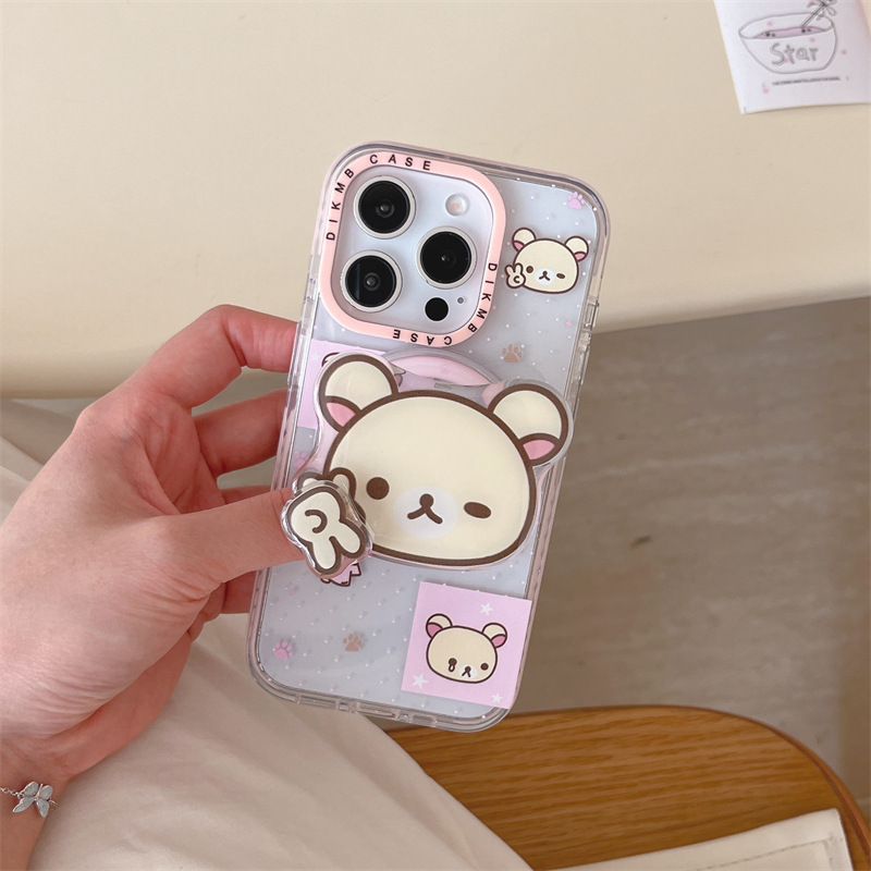 Corazón de niña lindo oso de dibujos animados para iPhone 16Pro funda para teléfono móvil 15ProMax nicho 14/13 femenino 16