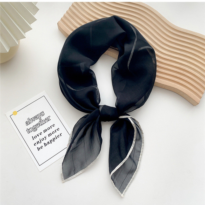 Solid Colour Silk Scarf For Women Soft Square Neck Scarf Stylish_voghion.com