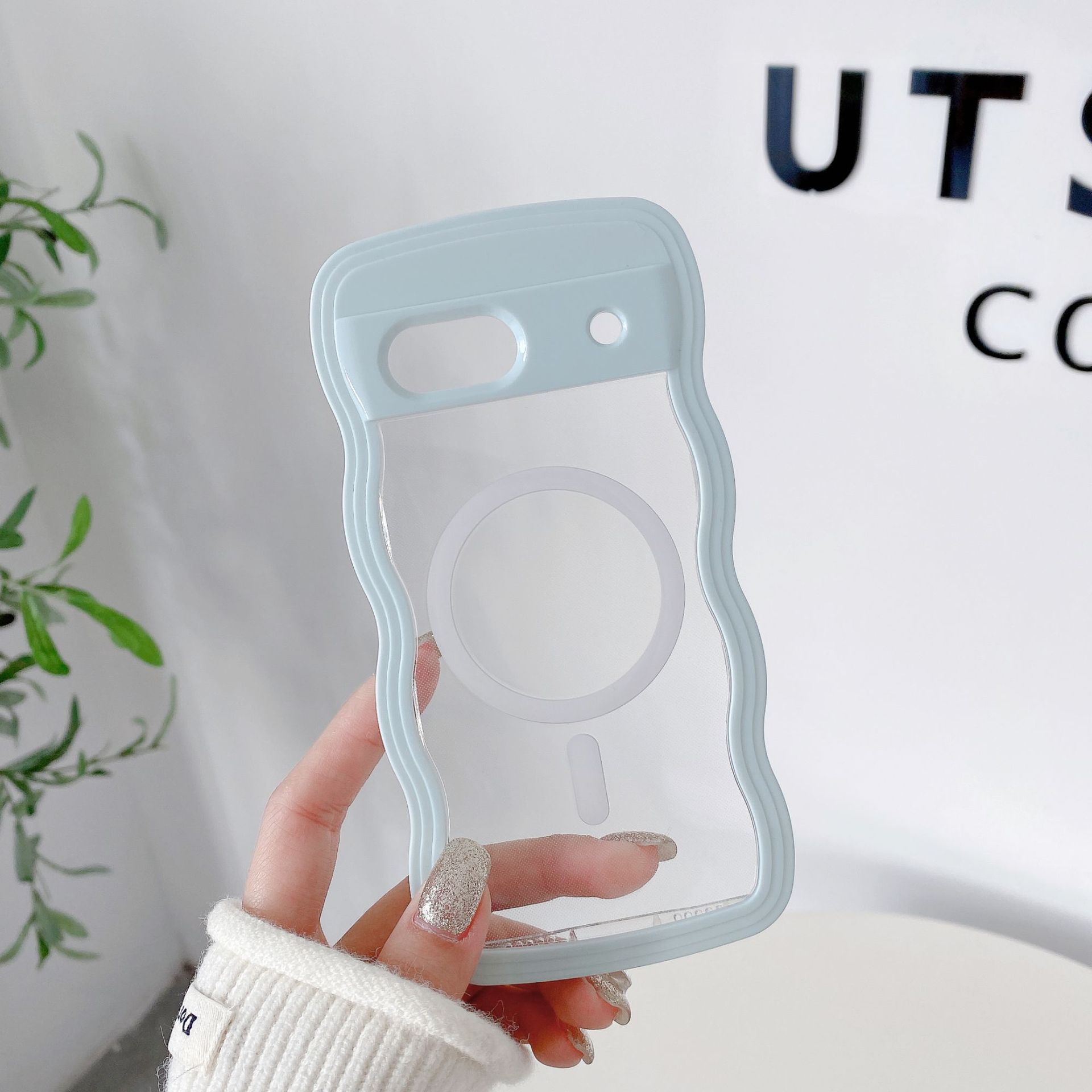 Magnetic Wave Pattern Transparent Case For Google Pixel 9 9 Pro_voghion.com