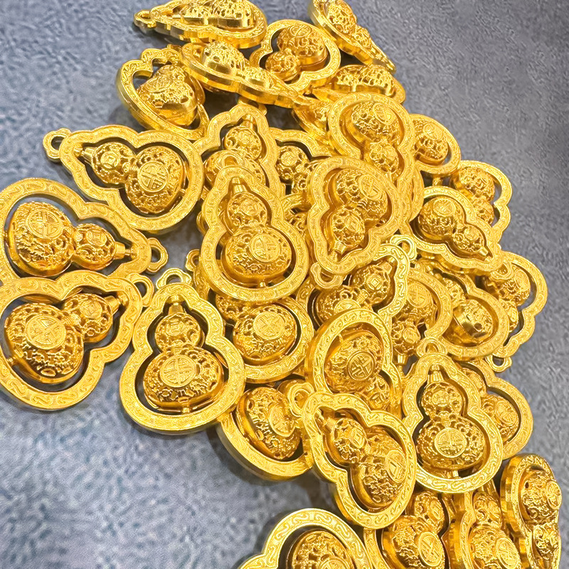 中国风仿金钥匙扣平安转经镂空葫芦吊坠古法挂件配件批发工厂|undefined
