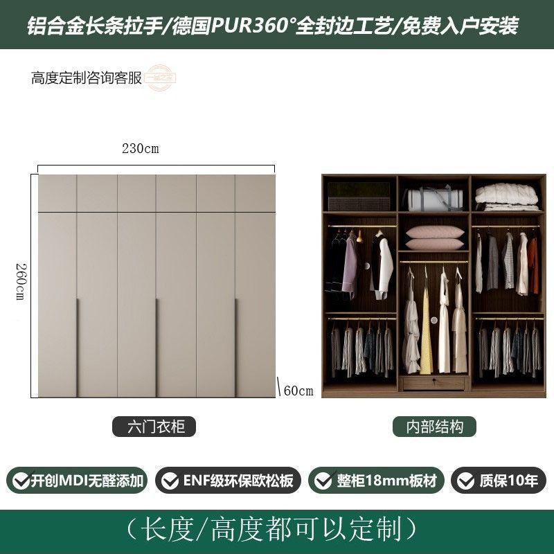 Jihuiyuan ENF 無垢材ワードローブホームベッドルームライト高級ヨーロッパパインボードキャビネット 8 ドア大型ワードローブ新しいミニマリストスタイル|undefined