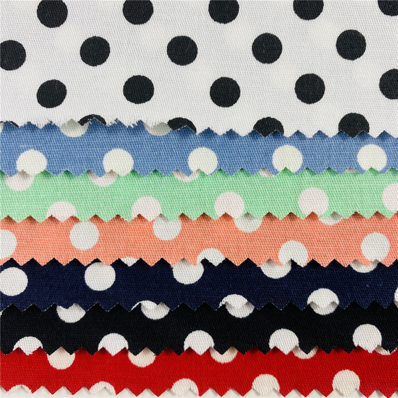 Polka Dot Fabric, Stretch Woven Fabric with 0.7cm Dots, 32-Count Stretch Fine Twill with Printed Dots, Fabric for Clothing, Shoes, and Hats