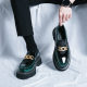 High-end Luxury Leather Shoes Men's High-end Feeling British Height-raising Thick-soled Fashionable Shiny Slip-on Casual Loafers