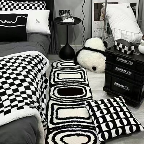 Ins style imitation cashmere carpet girl's bedroom long strip mat bedside stain-resistant full carpet strip mat