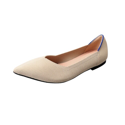 Egg Roll Western Queen Shoes Spring and Autumn Knitted Slip-On Bean Flat Shoes Large Size Women's Soft Sole Knit Pointed Boat Shoes
