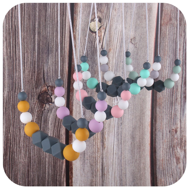 Amazon nuevo collar de mordedor de silicona molares mordedor palo masticable colgante collar