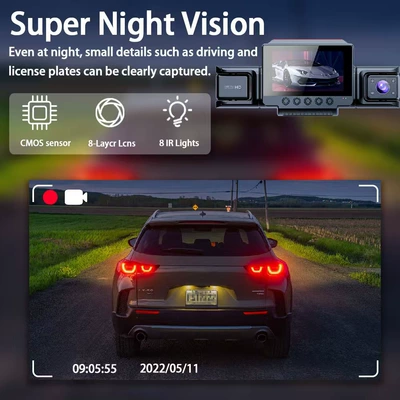 four-camera 1080P dashcam with high-definition: Driving recorder