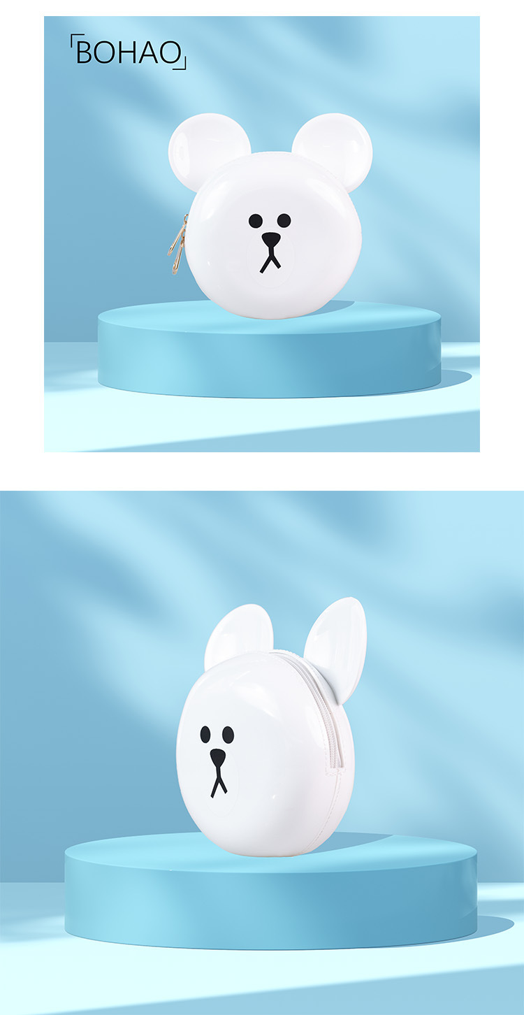 Little bear head PVC cute jelly bag, fashionable and versatile dinner bag, dirt-resistant and easy-to-wash, macaron-colored cartoon bag undefined