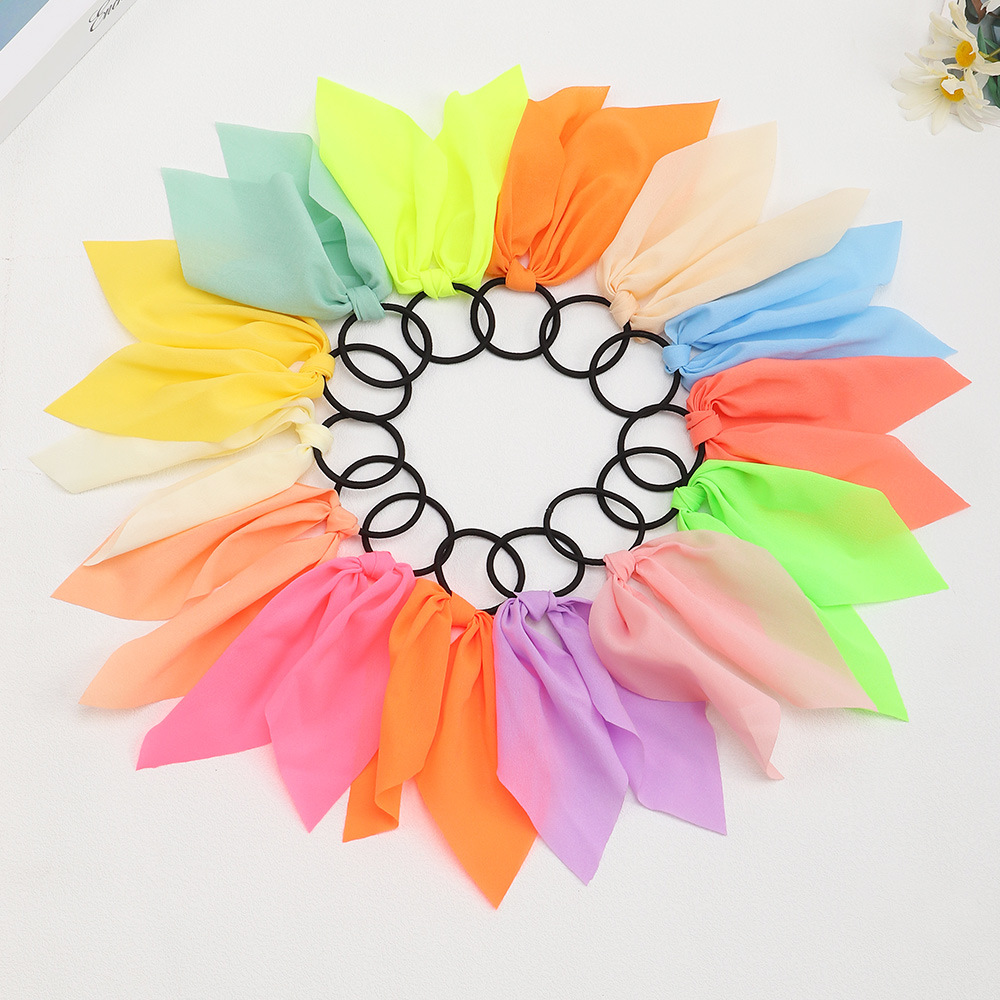 Korean Style Silk Streamer Pure Color Bow Hair Rope display picture 1