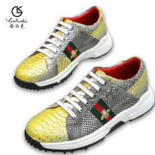 2023新款蛇皮运动鞋男成功人士真 皮休闲鞋高尔夫鞋钉大底运动鞋