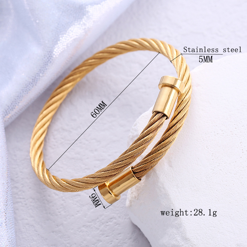 Casual Simple Style Solid Color Stainless Steel Plating Braid Bangle display picture 2