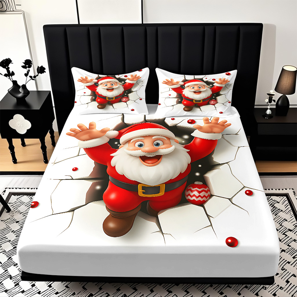 TEMU / JIT Mattress Mattress Set Navidad patrón de impresión digital HD ropa de cama para diseñar