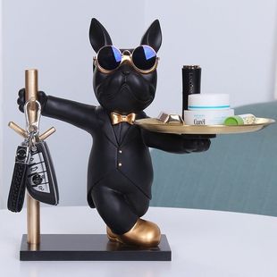 Creative New Key Rack French Bulldog Ornaments Entrance Screen Entry Storage Key Storage Living Room Shoe Cabinet Decoration