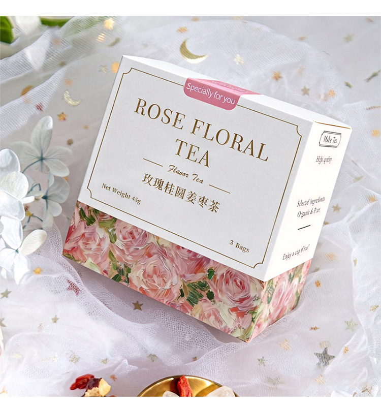 Rose Longan Ginger Jujube Tea Gui Yuan Jiang Zao Cha Gift Box 45g Cold Brewed Wedding Favor Tea quality and texture