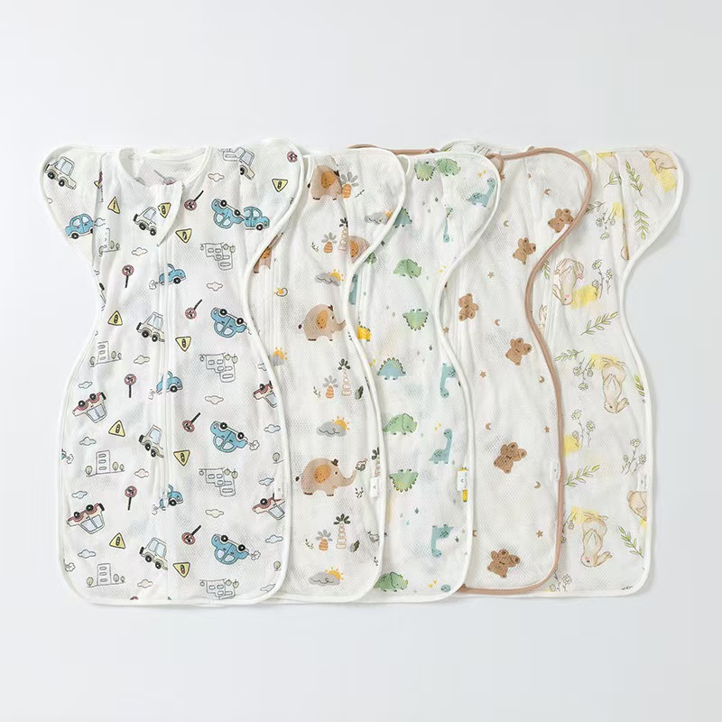 Anti-Startle Sleeping Bag, Summer Thin Style, Baby Swaddle, Newborn Surrender-Style Baby Sleeping Bag, Four-Season Mesh Type, Split-Leg Design