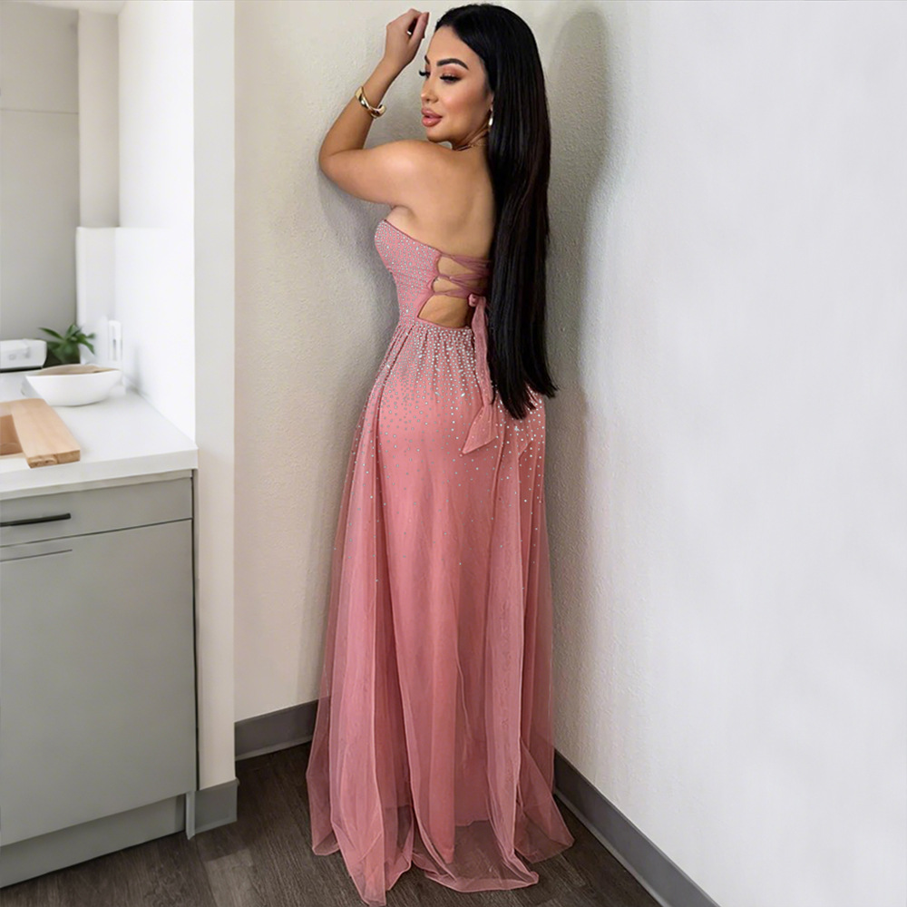 Strapless Bodycon Bandage Dress With Rhinestone Detail For Night Out Party Cocktail Club_ecoleips.com