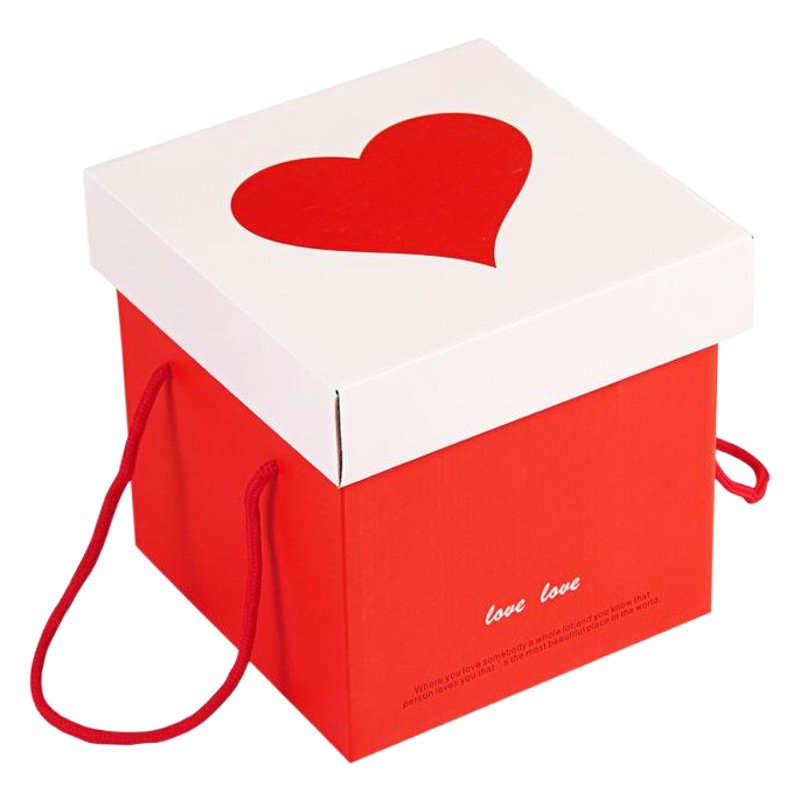 Valentine's Day Heart-Shaped Hand-Held Gift Box Wedding Celebration Square Return Gift Box Creative Snack Gift Box Empty Box