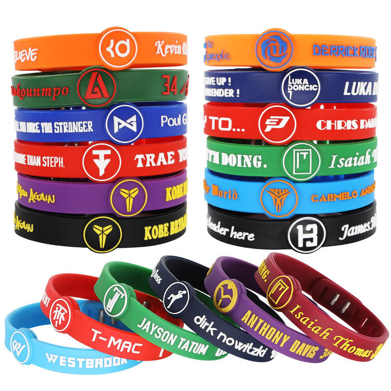 Basketball bracelet adjustable size sports silicone wristband nba star Kobe James Irving silicone bracelet