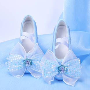 Cute Big Bow Ballet Dance Shoes for Girls Practicing Dancing Kidsren's Soft-Soled Cat Claw Shoes for Indoor Performance 8085