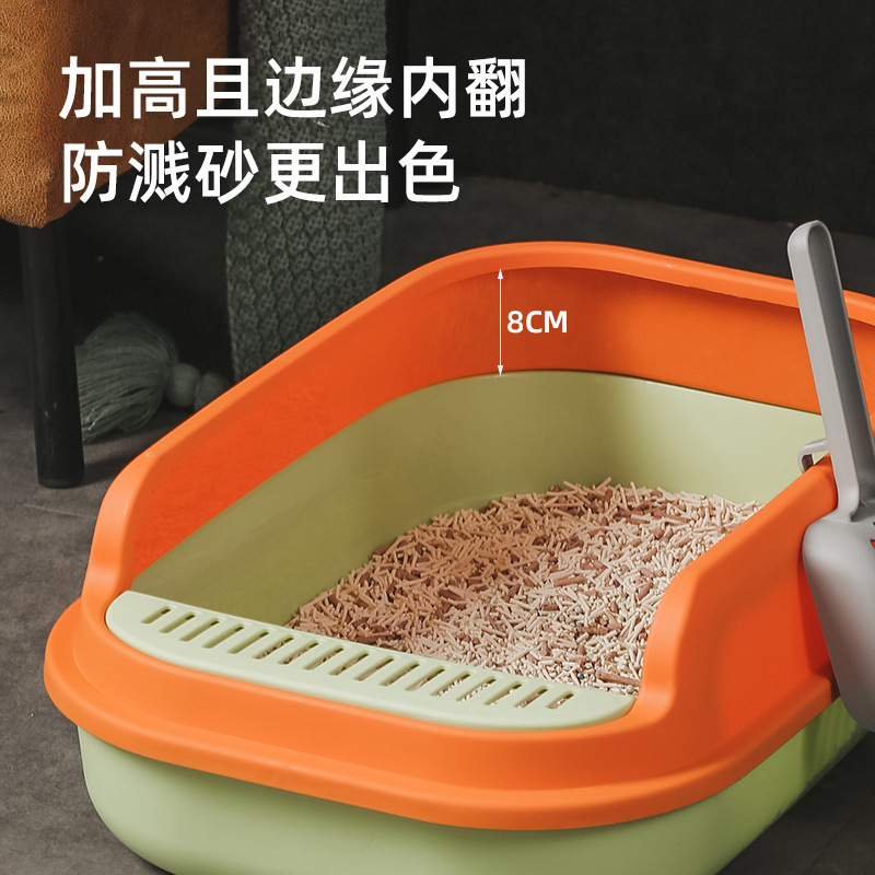Fábrica en stock caja de arena para gatos semicerrada engrosada grande anti-salpicaduras gato inodoro gato caja de arena gato suministros para mascotas