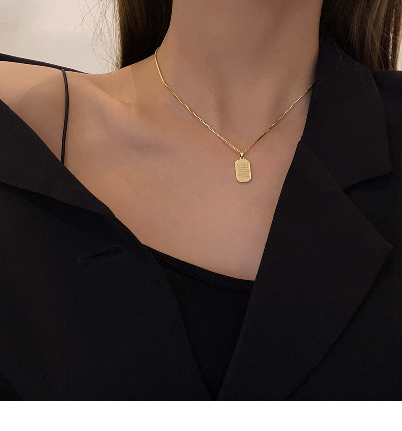 Simple Style Square Titanium Steel Enamel Necklace 1 Piece