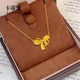 沙金爆闪碎冰冰双层蝴蝶结项链精致高级感蝴蝶结锁骨链沙金饰品