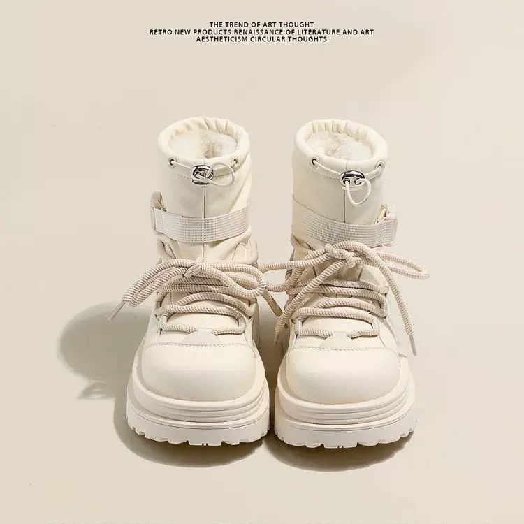 厚底长白山雪地靴女冬加绒加厚东北哈尔滨雪乡旅游大棉鞋防水防滑